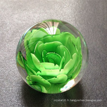 Boule en verre de cristal de mode avec la fleur laser 3D